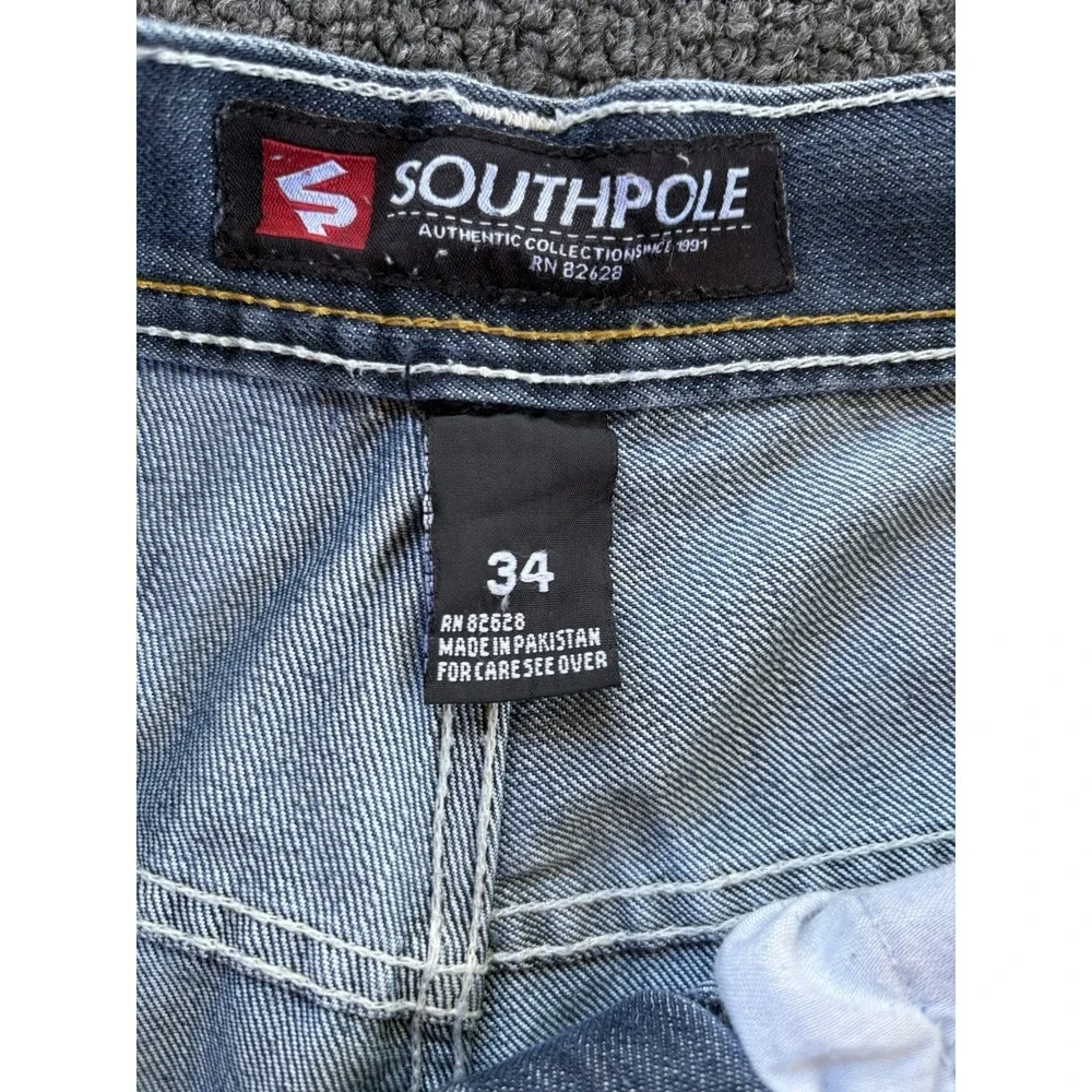 Southpole Mens Denim Shorts Size 34 Blue Y2K‎ Baggy Jean Short